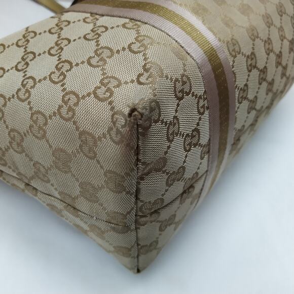 Gucci Brown Canvas GG Double Handles Tote Shoulder Bag - Vintage - Picture 8 of 16